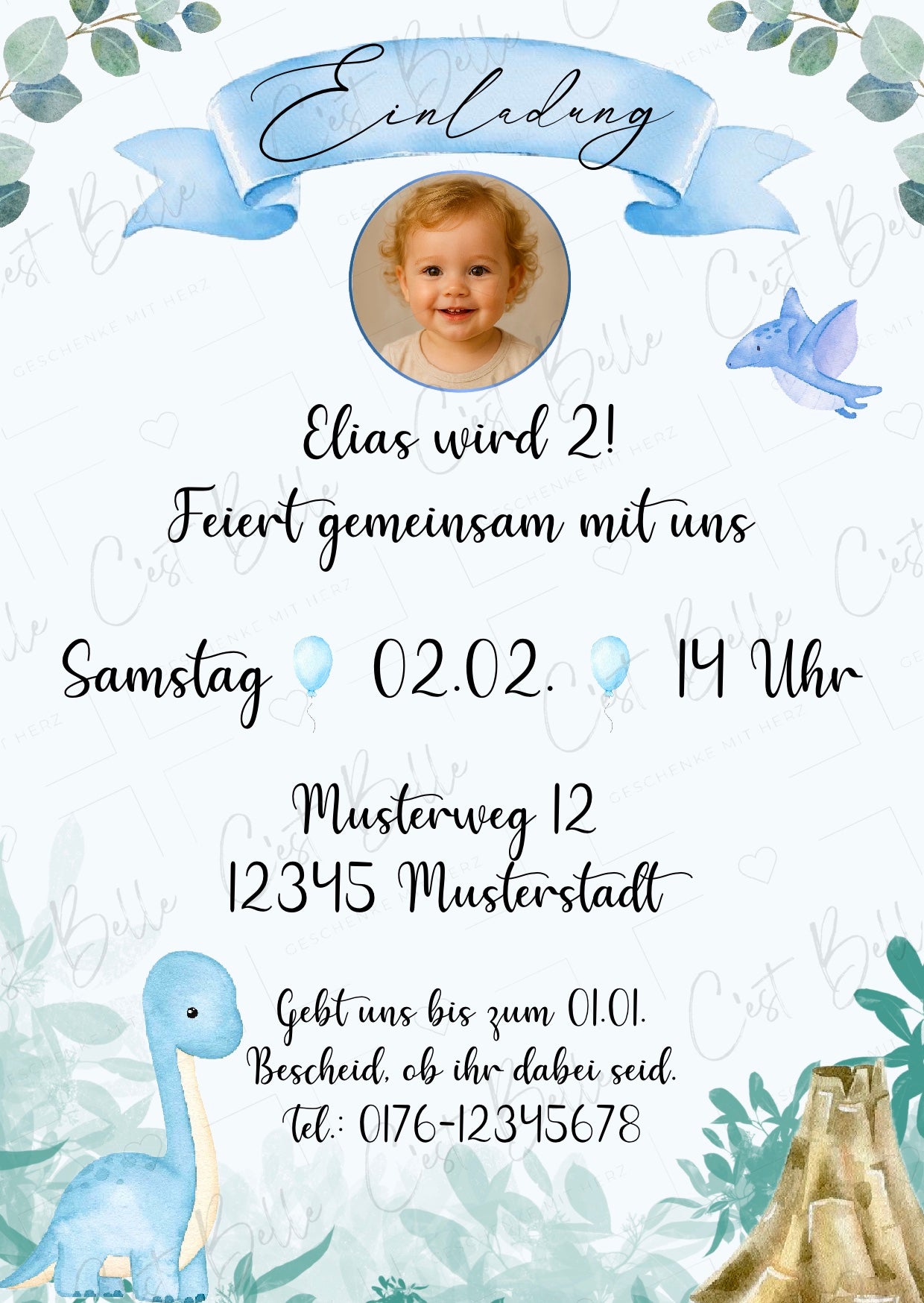 Personalisierte Geburtstagseinladung „Dinosaurier“ - digitaler Download