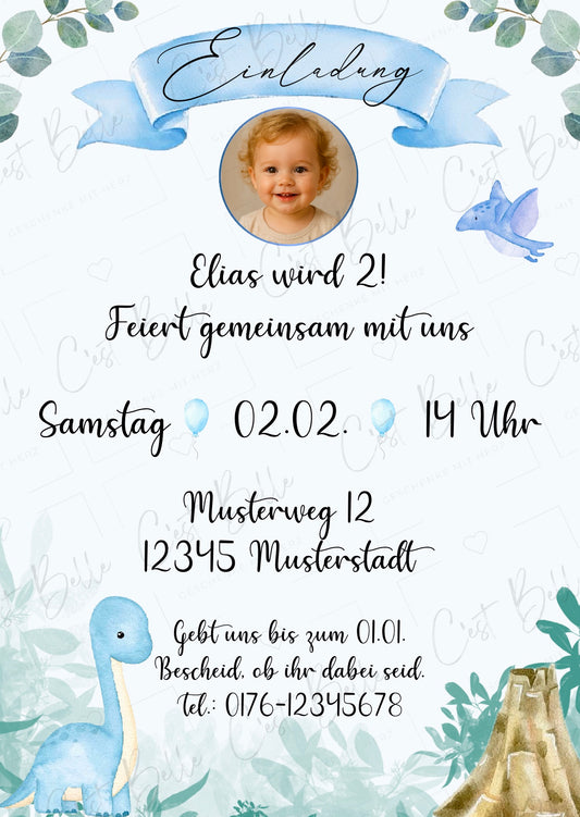 Personalisierte Geburtstagseinladung „Dinosaurier“ - digitaler Download