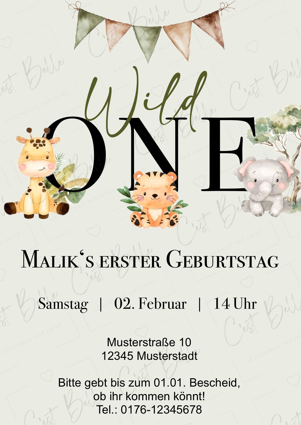 Personalisierte Geburtstagseinladung „Wild One“ - digitaler Download
