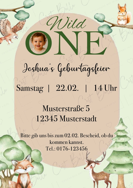 Personalisierte Geburtstagseinladung „Waldtiere“ - digitaler Download
